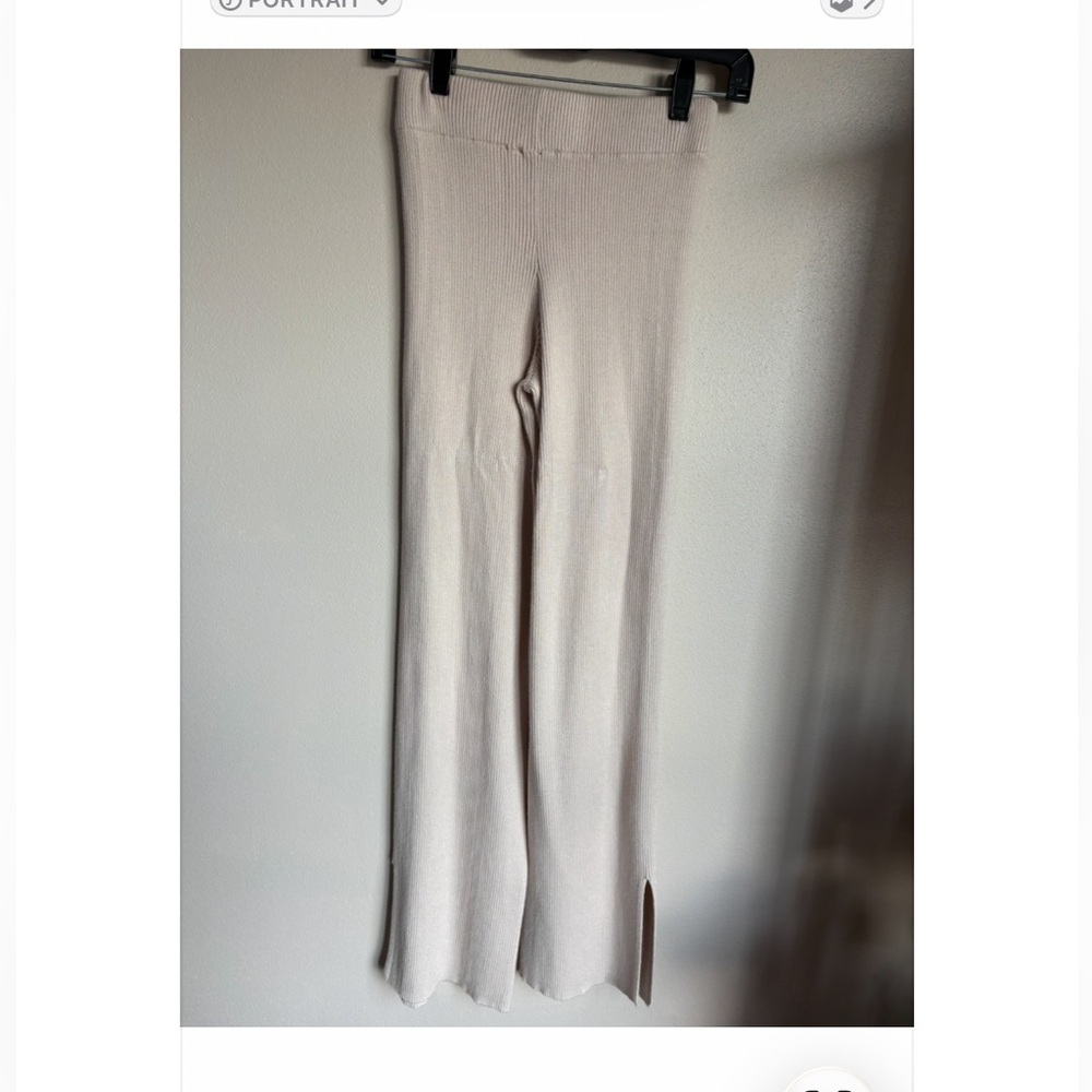 Pink Rose Cream Flare Leg Knitwear Pants S